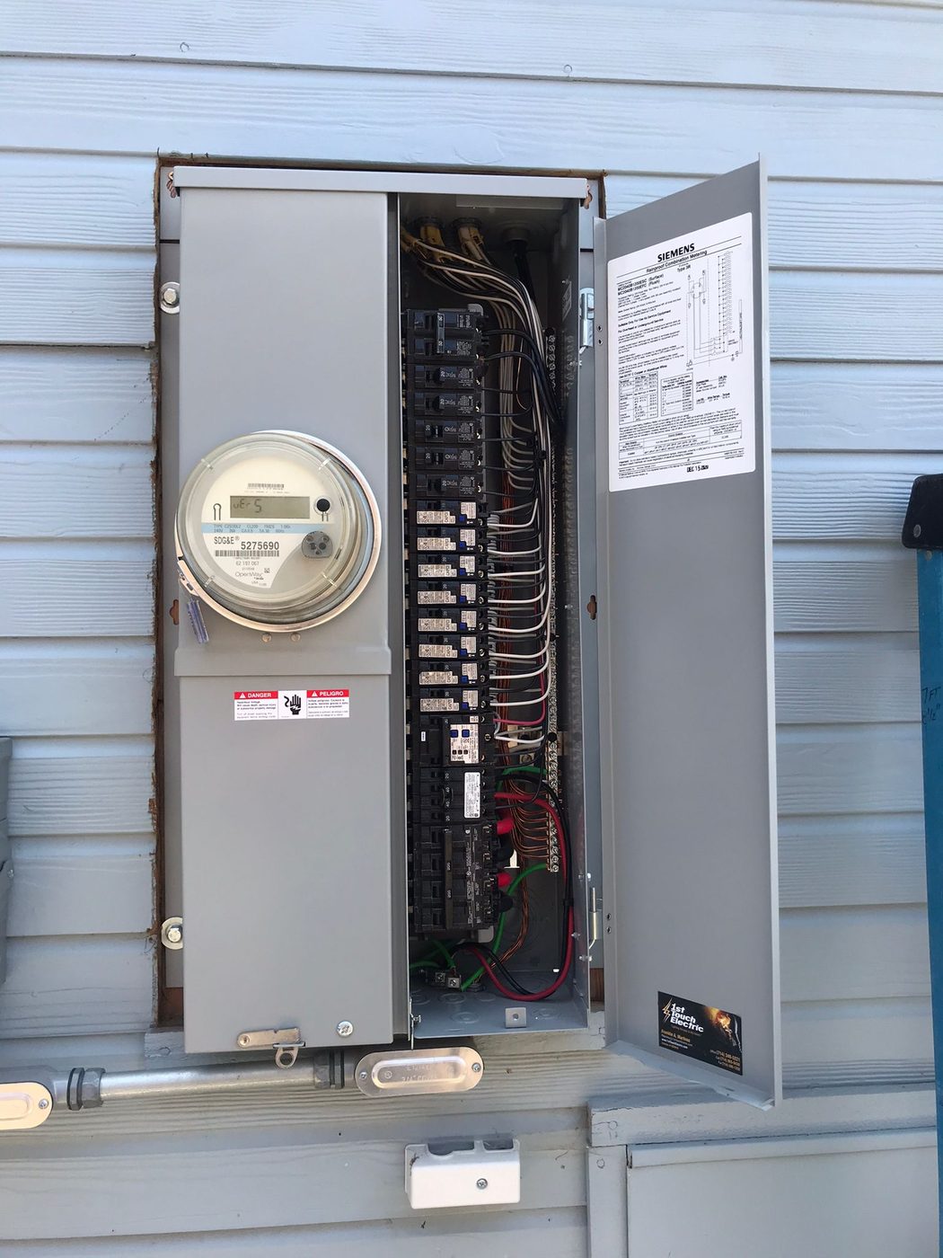 Residential electrical panel upgrade with utility meter, Orange County home