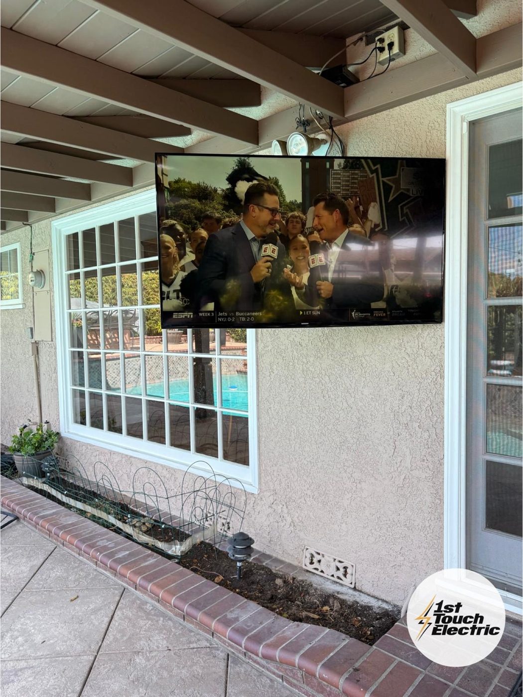 Outdoor patio lighting and TV installation
